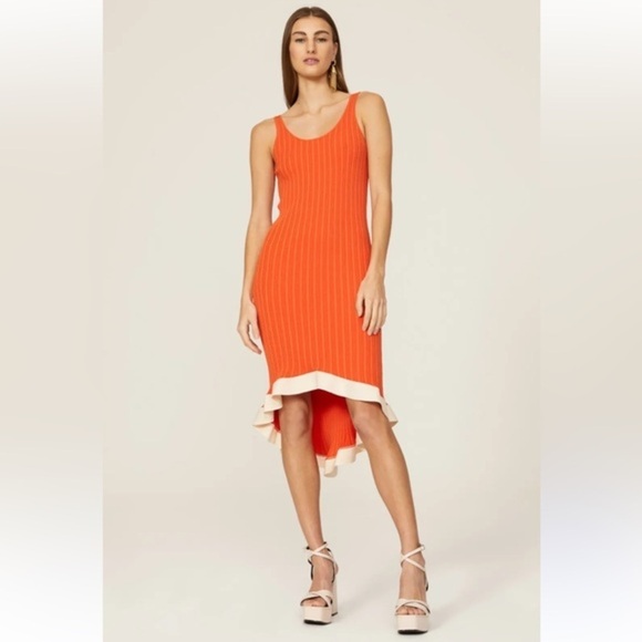 Esteban Cortazar Collective Orange Ribbed RTR Mini Tank Dress SIZE XS - Picture 2 of 16